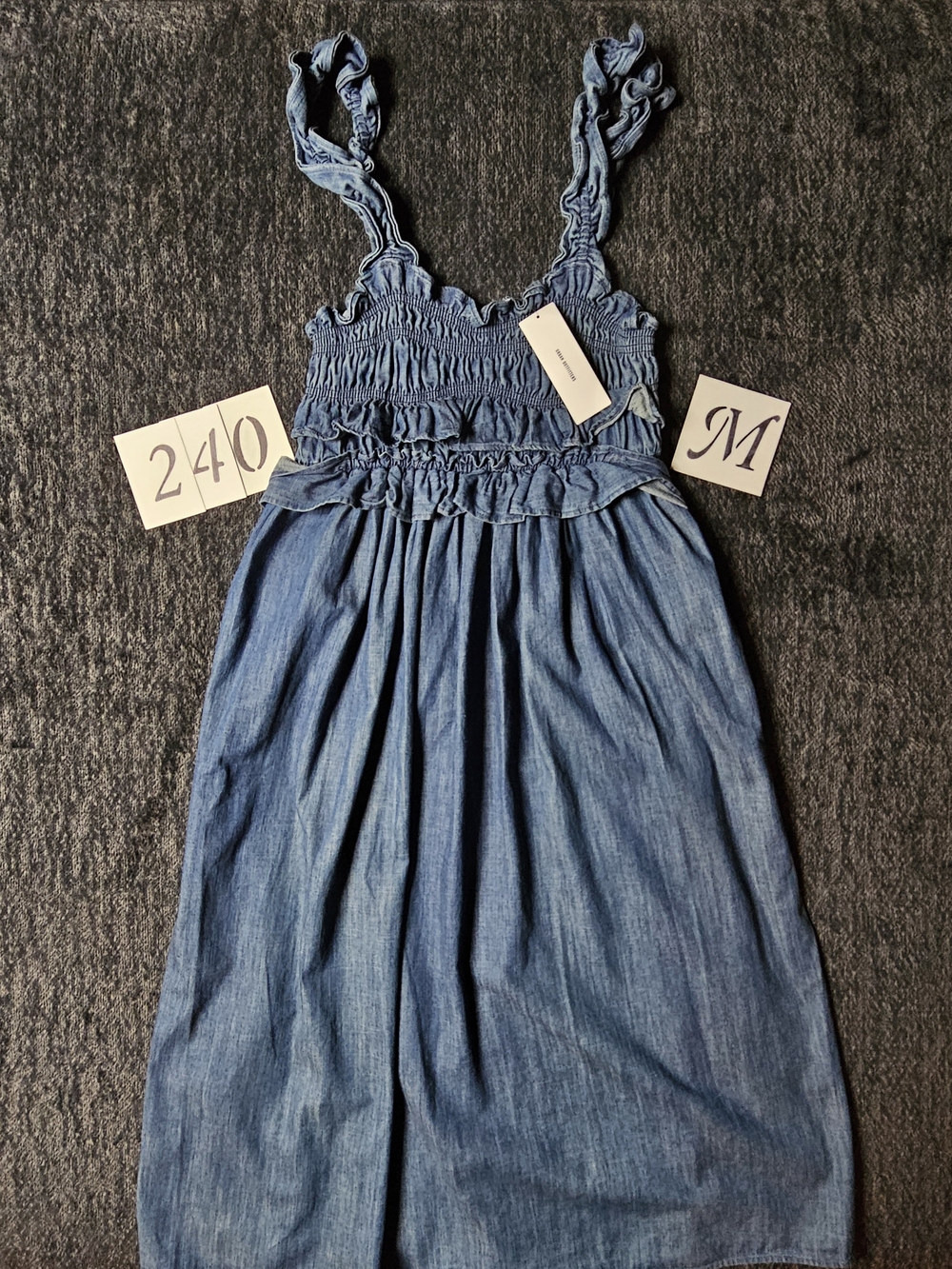 Kimchi Blue Womens Denim-Effect Ruffle Strap Dress in Blue